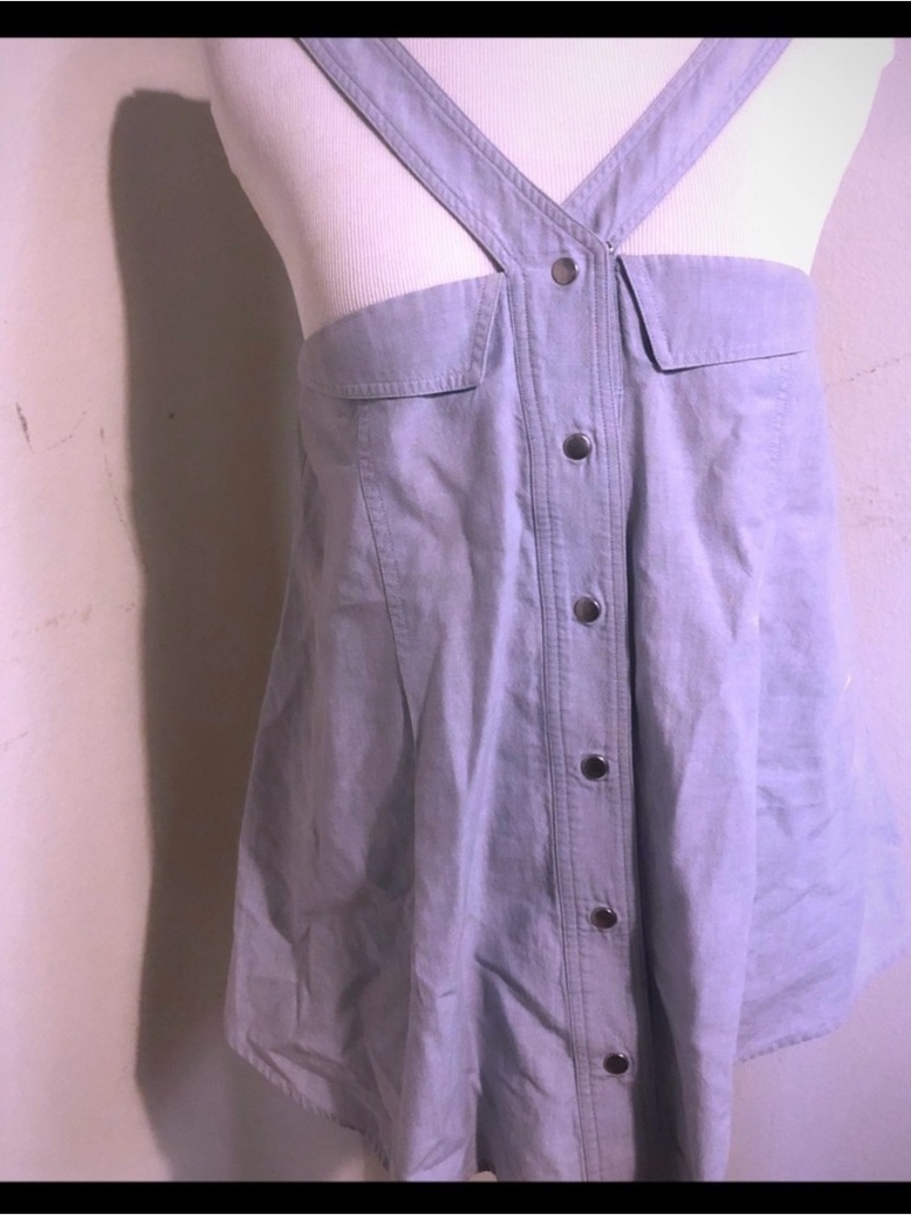 Alexander Wang Light Blue Button-Front Mini Dress Top